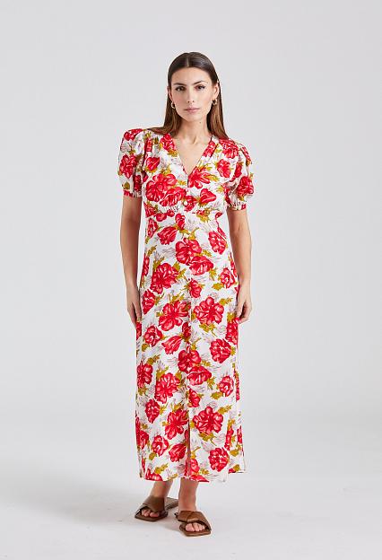 Faithfull The Brand Bellavista Midi Dress Isadora Floral Red